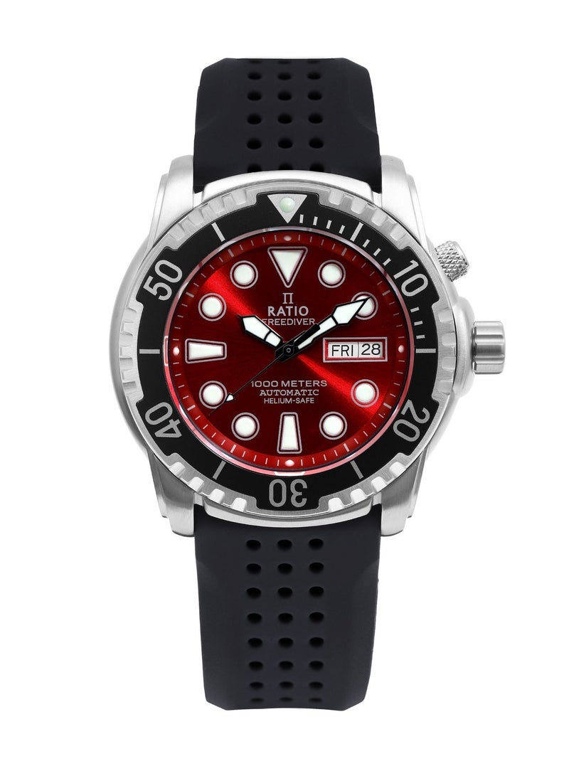 Ratio FreeDiver Version 02 Helium Safe 1000M Sapphire Automatic Red Dial 1068HA90-34VA-RED-V02 Men's Watch - Image 1