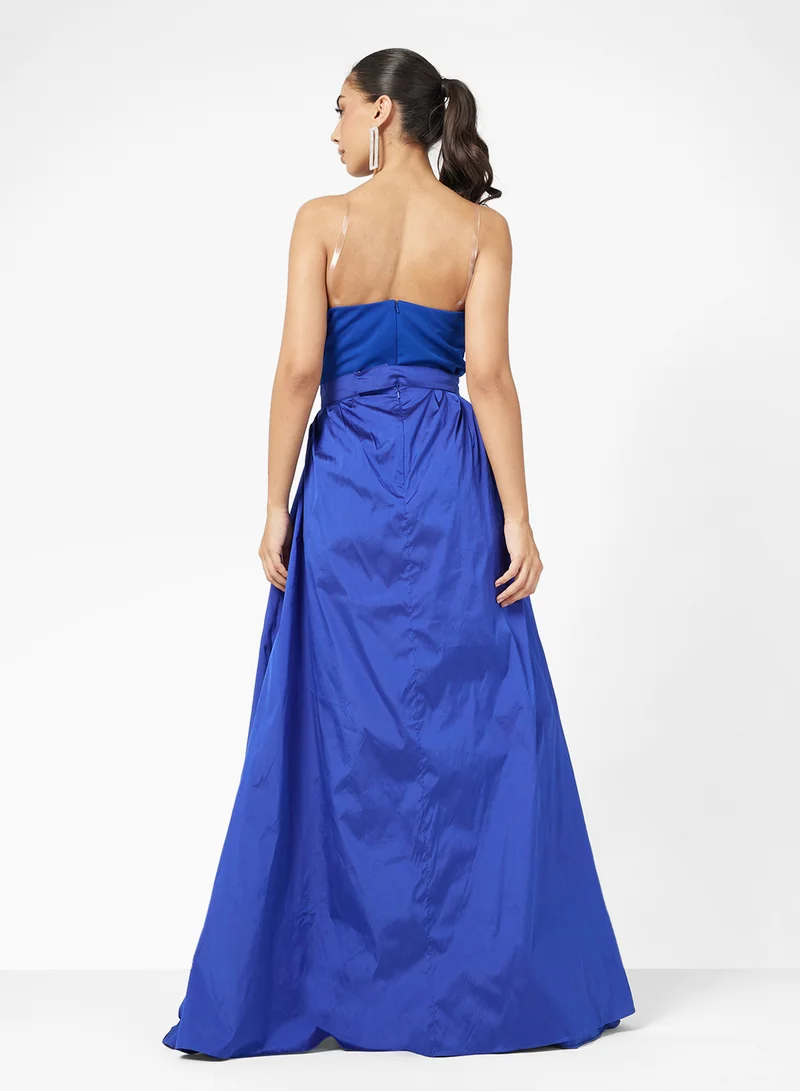 Namshi x Ruched Strapless Gown With Detachable Skirt