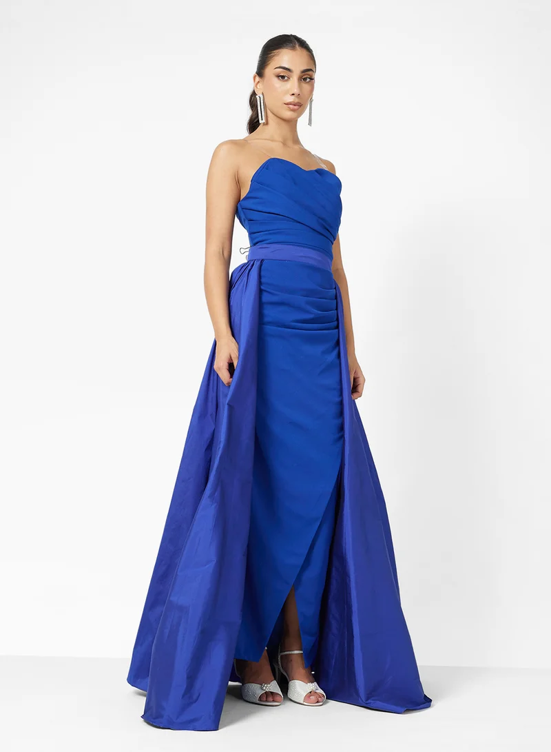 Namshi x Ruched Strapless Gown With Detachable Skirt