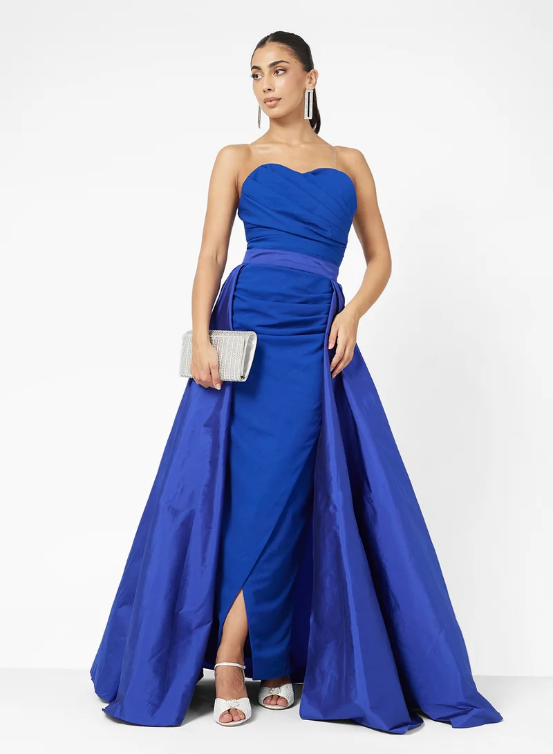Namshi x Ruched Strapless Gown With Detachable Skirt