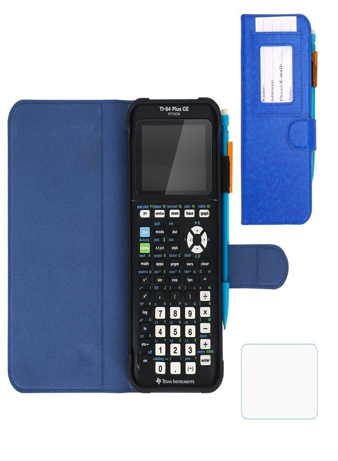 YouKnow PU Leather Protective Case for Texas Instruments TI-84 Plus CE Color Graphing Calculator with ID Card Slot (Only Case) (Blue) - Image 1