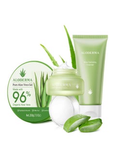 Aloderma Aloderma Basic Aloe Hydrating Set - 4 Pieces - 2 x Cleanser, Cream, 200g Aloe Vera Gel  - Image 1