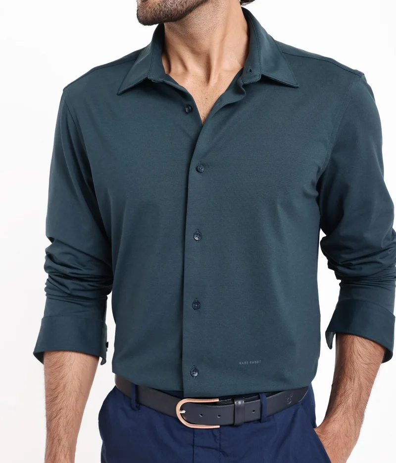 Rare Rabbit Men's Power Stretch Knitted Shirt