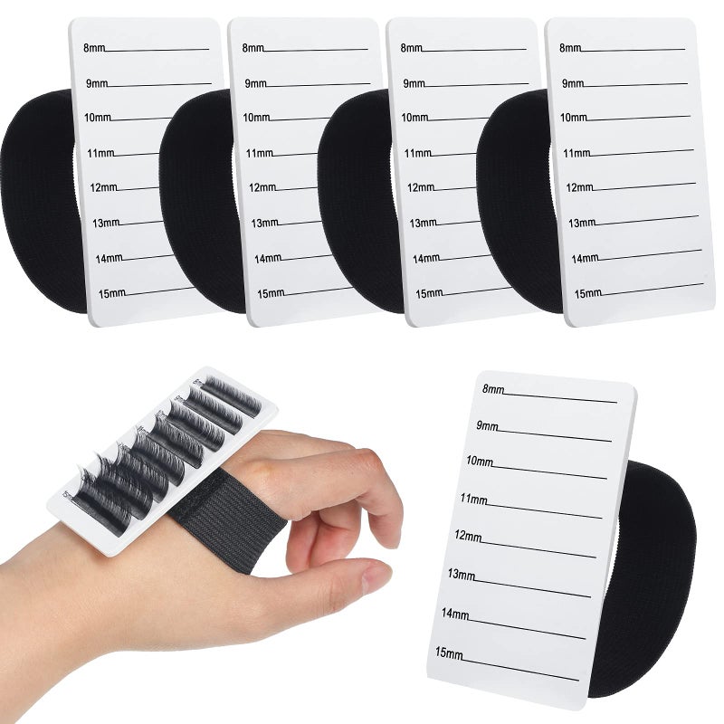 Maitys 6 Pieces Eyelash Extension Hand Plate Lash Holder Eyelash Extension Pallet Stand Holder Tray Tools with Adjustable Wrist Strap Strip for Makeup Lash(Simple Style) - Image 1