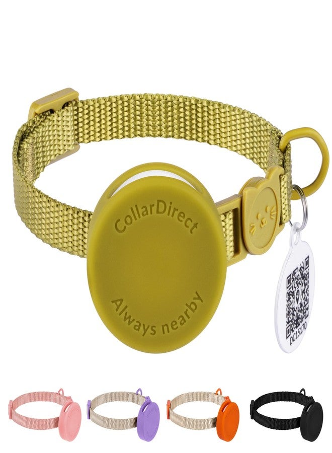 CollarDirect Airtag Cat Collar - Breakaway Nylon Collar with Airtag Holder and Pet Tag for Kittens to Big Cats (Green, 8-11 in, Nylon) - Image 1