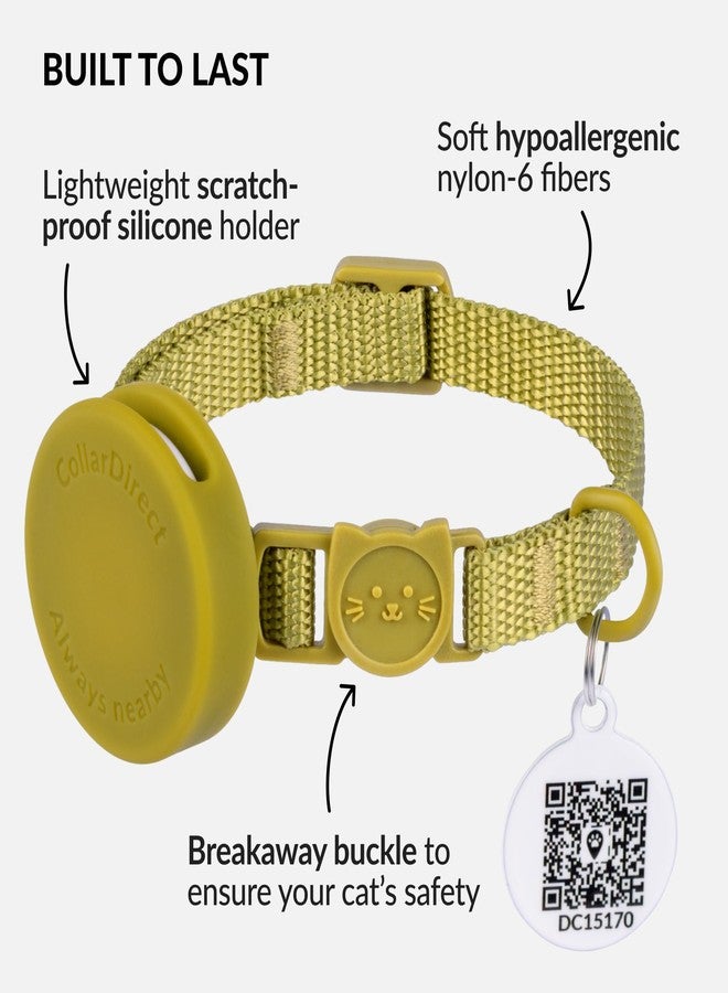 CollarDirect Airtag Cat Collar - Breakaway Nylon Collar with Airtag Holder and Pet Tag for Kittens to Big Cats (Green, 8-11 in, Nylon) - Image 3