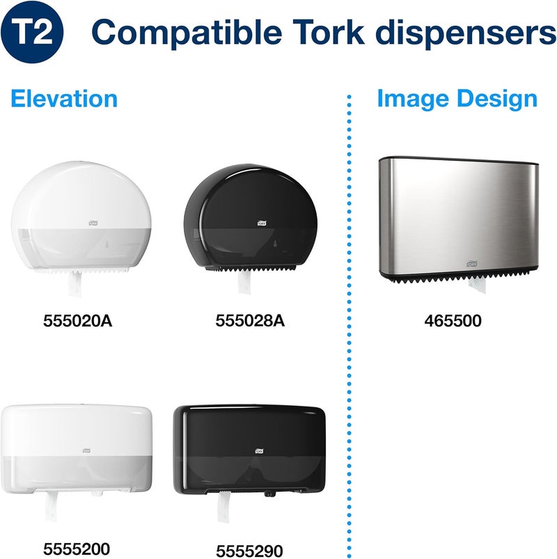Tork لفافة ورق تواليت تورك ميني جامبو بيضاء T2 متقدمة 2 طبقة 12 x 751 12024402 - Image 5