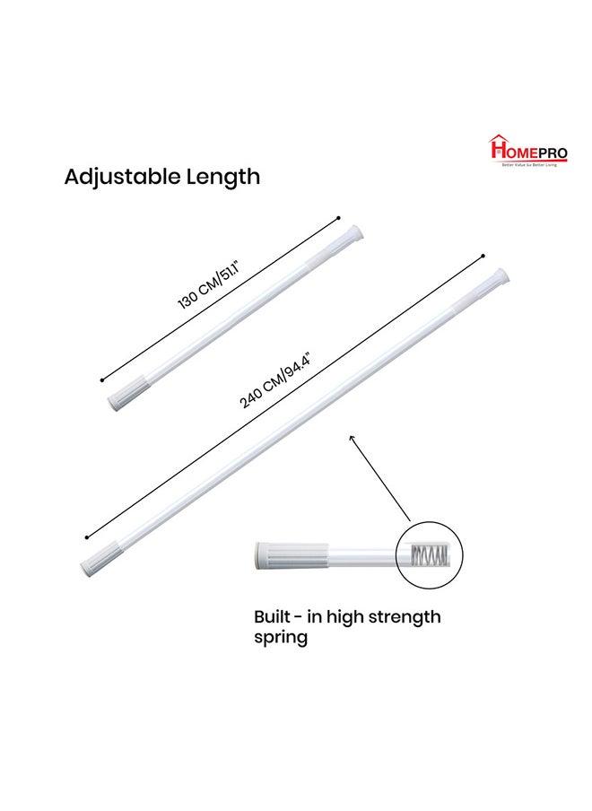 Home Pro - Home Pro Shower Curtain Rod Rust-Resistant Tension Rod Easy to Install Non-Slip Tension Shower Doorway Curtain Rod for Window Bathroom Doorway Closet (White) - Image 1