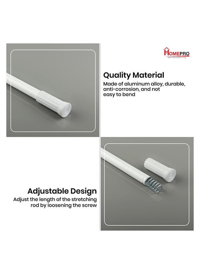 Home Pro - Home Pro Shower Curtain Rod Rust-Resistant Tension Rod Easy to Install Non-Slip Tension Shower Doorway Curtain Rod for Window Bathroom Doorway Closet (White) - Image 1