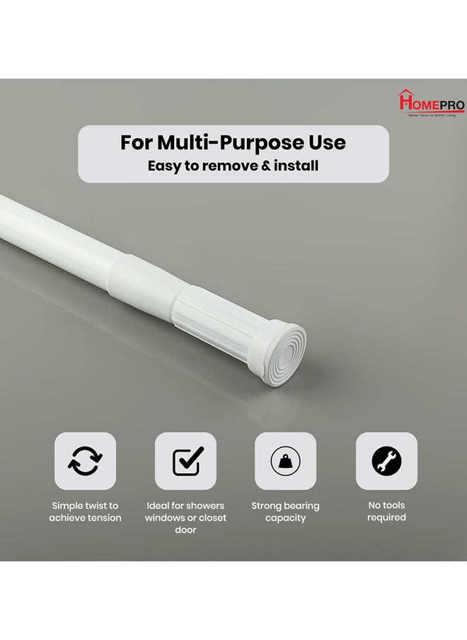 Home Pro - Home Pro Shower Curtain Rod Rust-Resistant Tension Rod Easy to Install Non-Slip Tension Shower Doorway Curtain Rod for Window Bathroom Doorway Closet (White) - Image 1