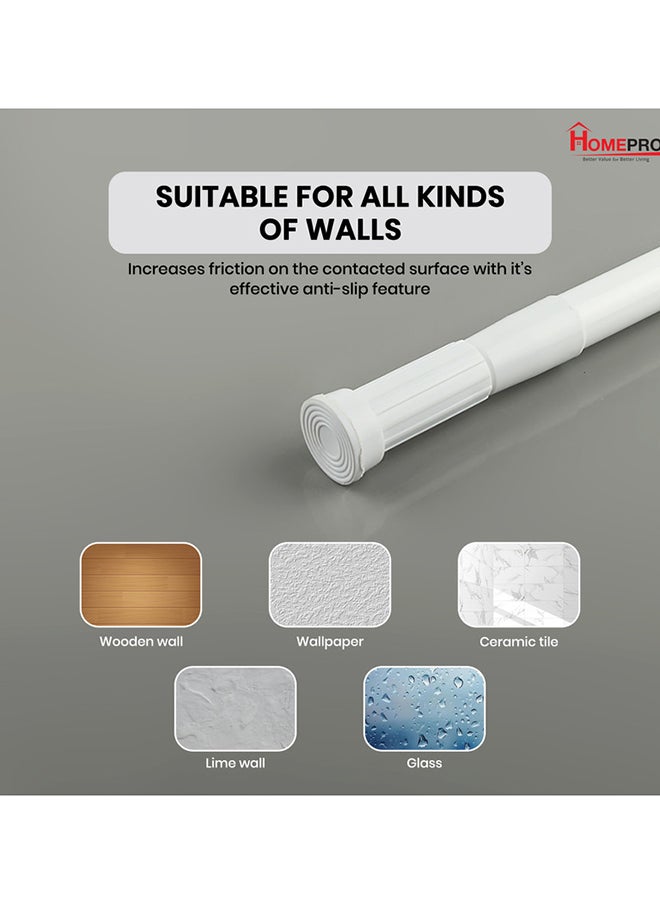 Home Pro - Home Pro Shower Curtain Rod Rust-Resistant Tension Rod Easy to Install Non-Slip Tension Shower Doorway Curtain Rod for Window Bathroom Doorway Closet (White) - Image 1