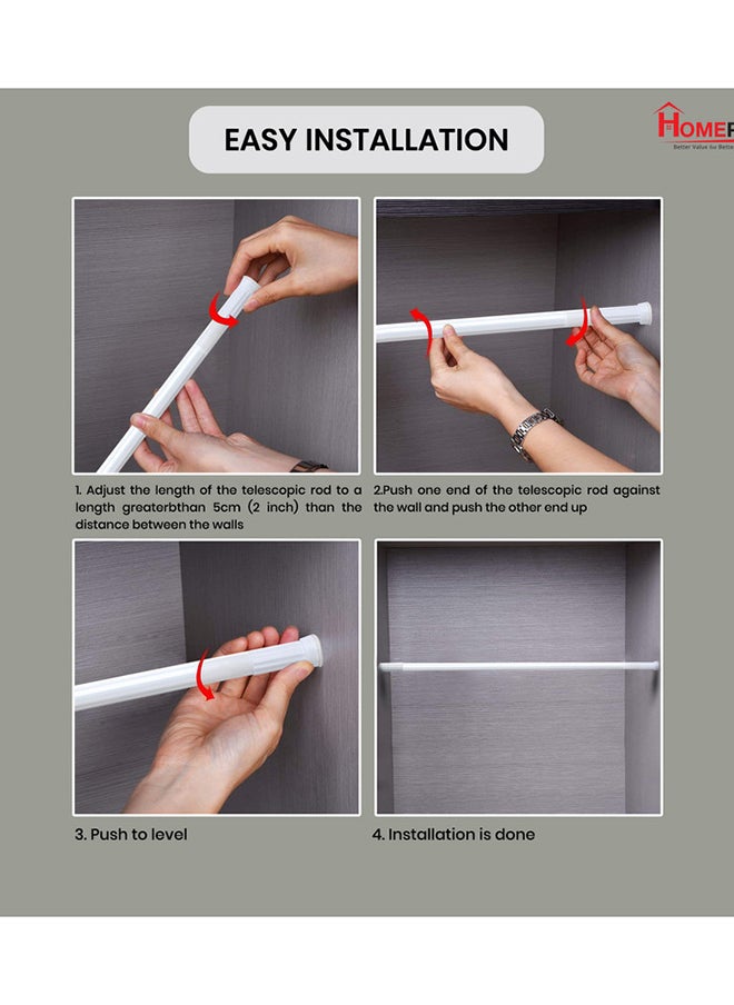 Home Pro - Home Pro Shower Curtain Rod Rust-Resistant Tension Rod Easy to Install Non-Slip Tension Shower Doorway Curtain Rod for Window Bathroom Doorway Closet (White) - Image 1