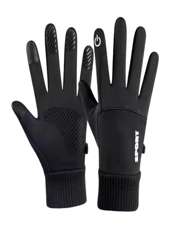 HHADEK Polyester Insulated Riding Gloves for & Women,Thermal Cold Weather Gloves for Men,Warm Winter Sports Gloves,Touch Screen Gloves,Thermal Gloves for Outdoor (Black,XL),Skiing,Snowboarding,Hiking - Image 1