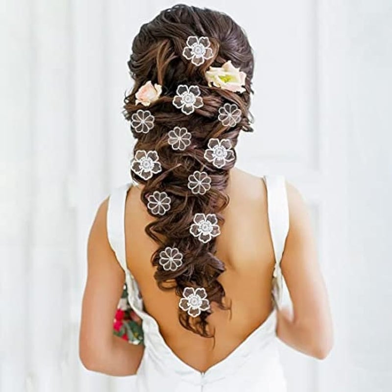 30 PCS Lace Flowers Applique Embroidery Flowers Leaf Sew Iron On Patch, Organza Patches Flowers Applique for Wedding Bridal Dress Sewing Craft DIY Clothes Hair Ornaments (White) - Image 4