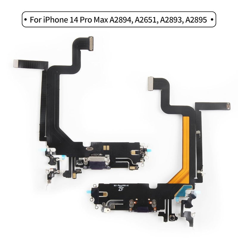 Olivechard for iPhone 14 Pro Max Lightning Charging Port Replacement (Deep Purple) USB Dock Connector Flex Cable Assembly Includes Waterproof Tape & Tool Kit for A2651, A2894, A2895, A2896 - Image 2