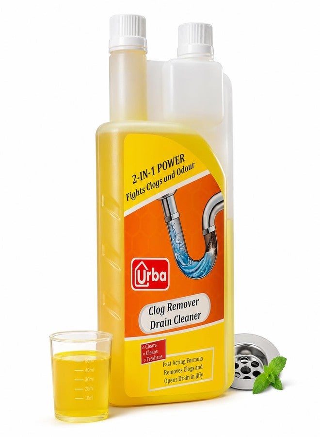 URBA Drain Cleaner & Clog Block Remover 500 ml, Cleaner for Shower or Sink Drains, Unclogs and Removes Hair, Soap Scum, Blockages, for regular use in drains, grease-traps, gullies & pipework - Image 1
