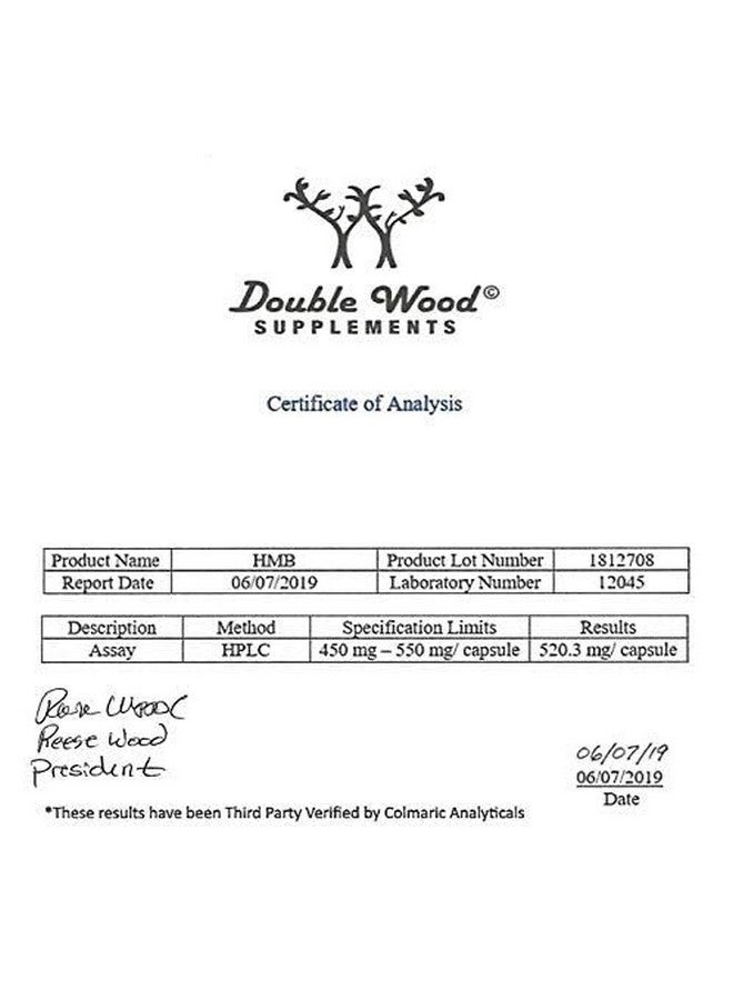 Double Wood Supplements HMB Supplement, Third Party Tested, Non-GMO, Gluten Free, 120 Capsules, 1000mg per Serving, 500mg per Capsule - Image 5