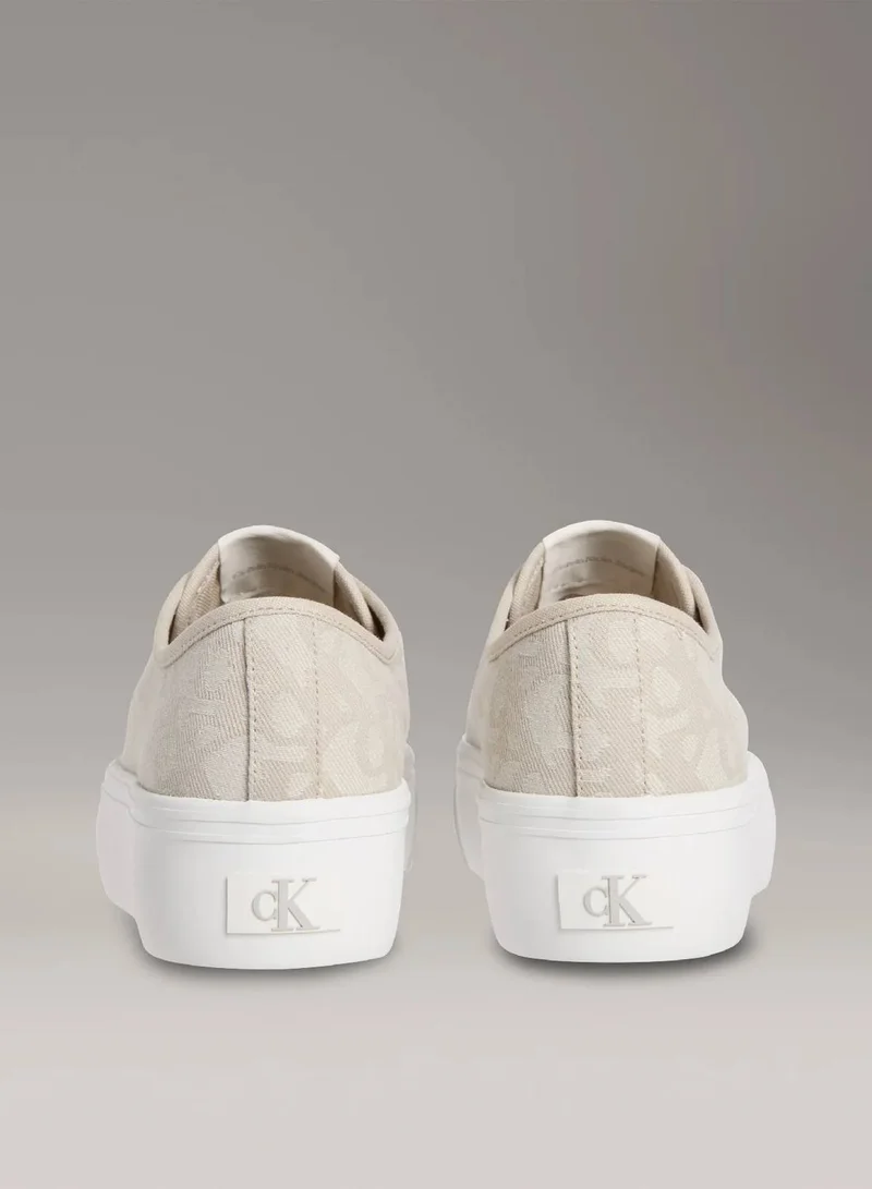 Calvin Klein Jeans Natural Jacquard Logo Jacquard Platform Trainers for Women | Best Price UAE