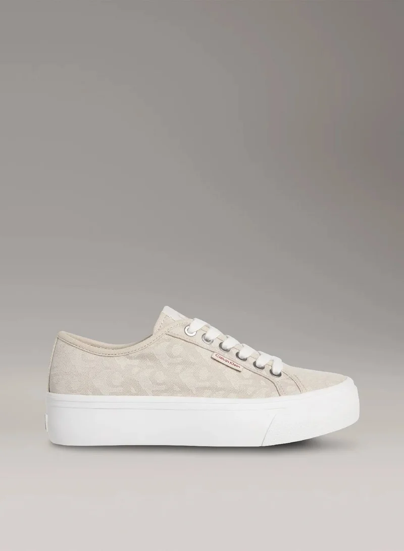 Calvin Klein Jeans Natural Jacquard Logo Jacquard Platform Trainers for Women | Best Price UAE