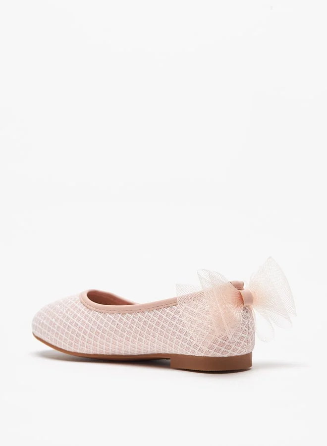 Flora Bella By Shoexpress Girl's Textured Slip-On Round Toe Ballerina Shoes