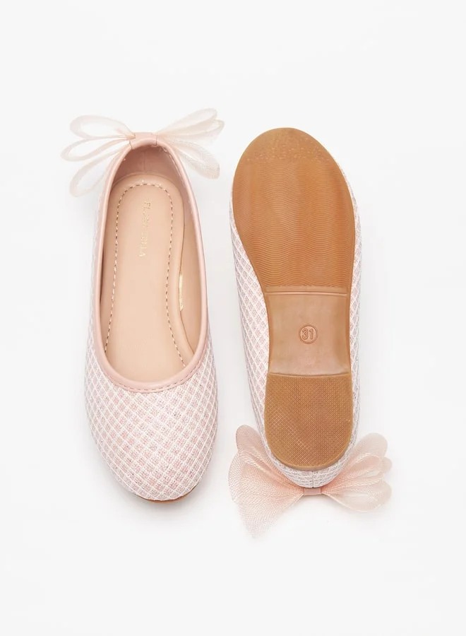 Flora Bella By Shoexpress Girl's Textured Slip-On Round Toe Ballerina Shoes