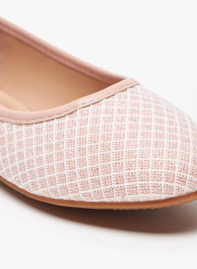 Flora Bella By Shoexpress Girl's Textured Slip-On Round Toe Ballerina Shoes