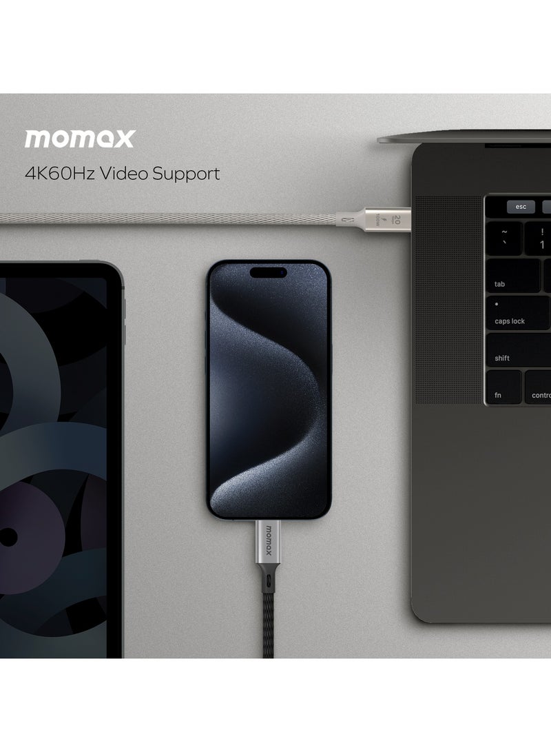 Momax Elite 100W USB-C to USB-C 3.2 GeN 2x2 20Gbps Cable [1 Meter] - Black - Image 2