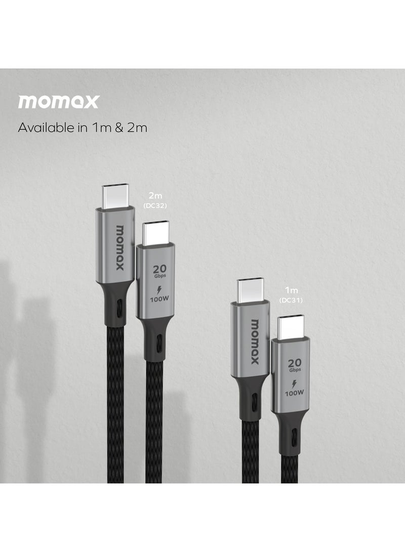 Momax Elite 100W USB-C to USB-C 3.2 GeN 2x2 20Gbps Cable [1 Meter] - Black - Image 3