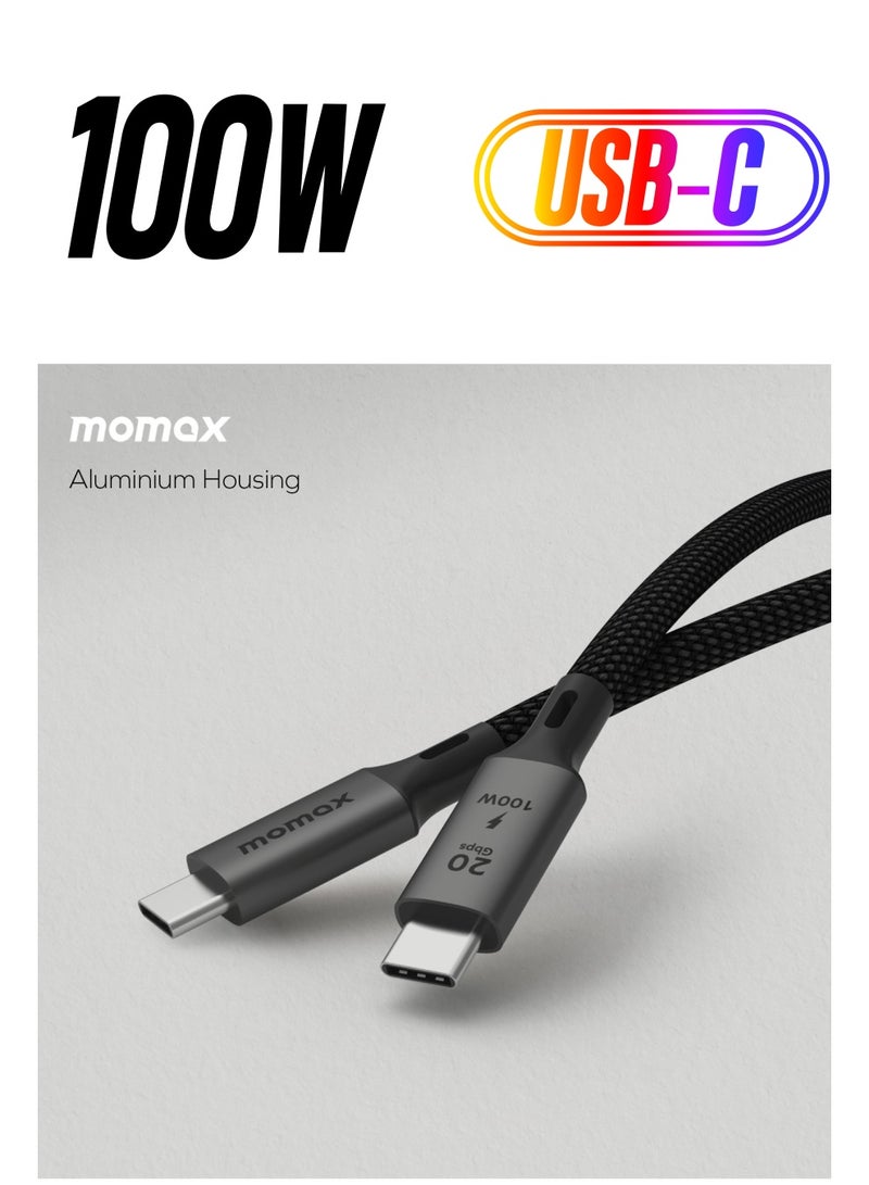 Momax Elite 100W USB-C to USB-C 3.2 GeN 2x2 20Gbps Cable [1 Meter] - Black - Image 1