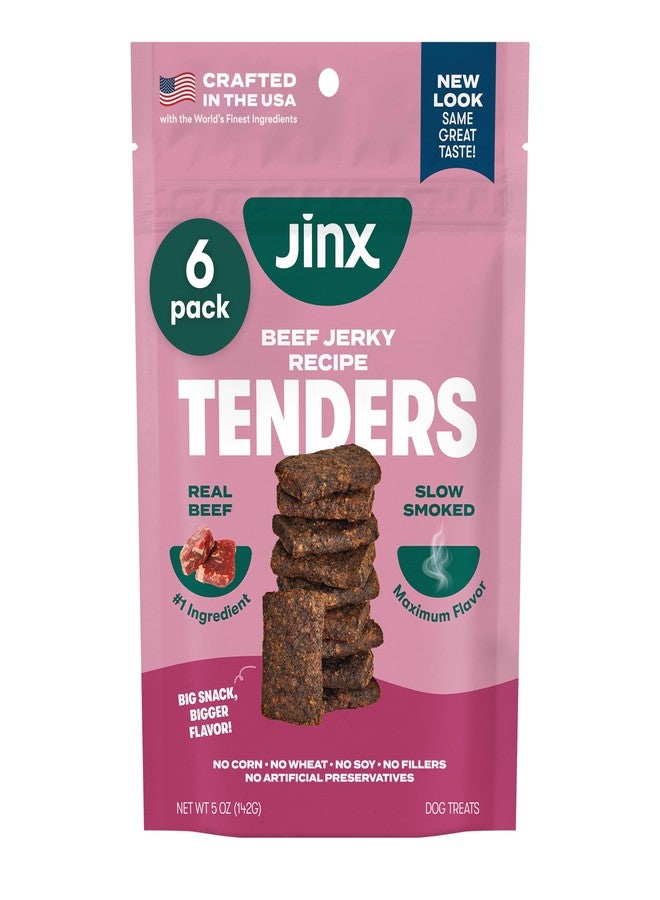 جينكس مكافآت جينكس تندرز للكلاب بنكهة لحم البقر المجفف، مكونات طبيعية بالكامل، طرية وقابلة للمضغ، قليلة السعرات الحرارية، لحم بقري وكبد مدخن ببطء، بدون مواد مالئة، 142 غرام، عبوة من 6 قطع - Image 1