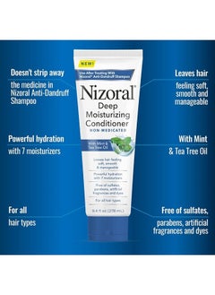 Nizoral Deep Moisturizing Conditioner with Mint & Tea Tree Oil for All Hair Types - Free of Sulfates, Parabens, Artificial Fragrances and Dyes, 9.4 oz  - Image 2