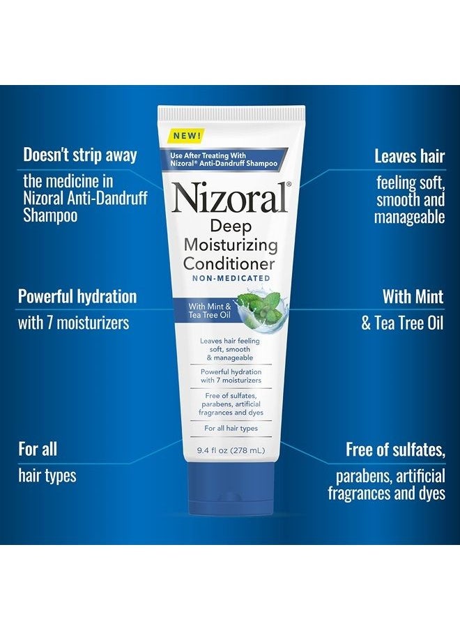 Nizoral Deep Moisturizing Conditioner with Mint & Tea Tree Oil for All Hair Types - Free of Sulfates, Parabens, Artificial Fragrances and Dyes, 9.4 oz  - Image 2
