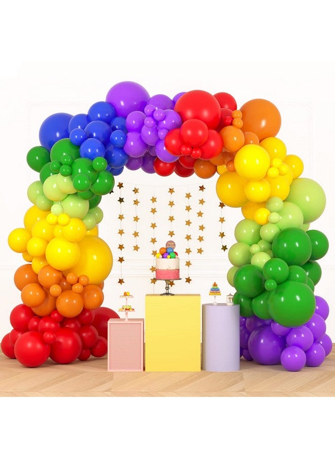 RUBFAC 189pcs Rainbow Balloon Garland Arch Kit, 7 Assorted Colors 5/12/18 Inch Latex Balloons for Birthday Party Baby Shower Wedding Anniversary Decoration - Image 1