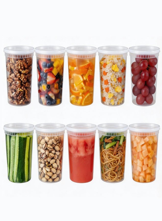 Uroventrix 10 Sets 32 oz Plastic Deli Containers with Lids - Airtight, Leakproof Food Storage Containers, BPA Free, Freezer/Dishwasher/Microwave Safe, for Soup, Meal Prep, Takeout & Restaurant Use - Image 1