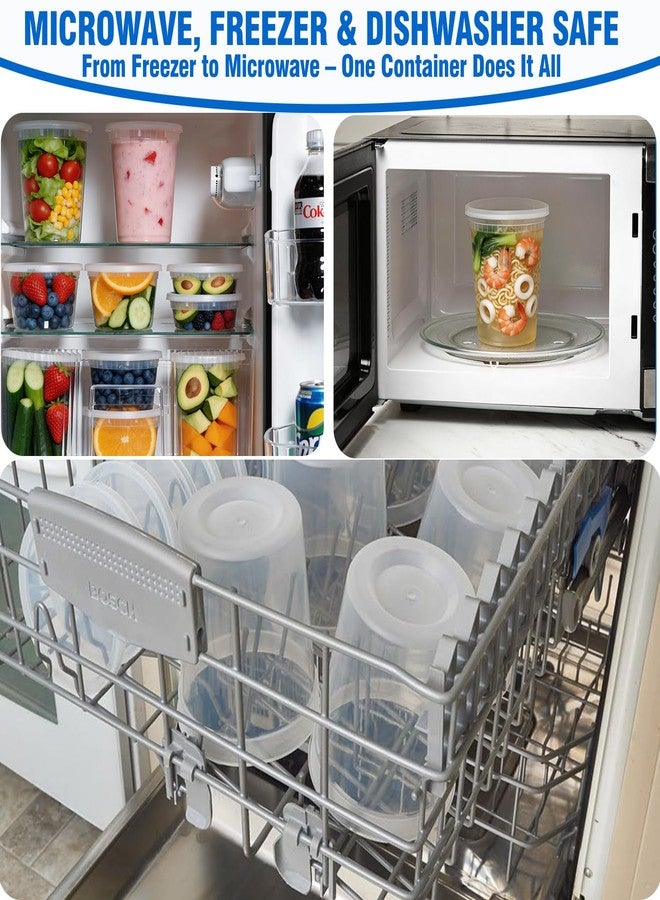 Uroventrix 10 Sets 32 oz Plastic Deli Containers with Lids - Airtight, Leakproof Food Storage Containers, BPA Free, Freezer/Dishwasher/Microwave Safe, for Soup, Meal Prep, Takeout & Restaurant Use - Image 4