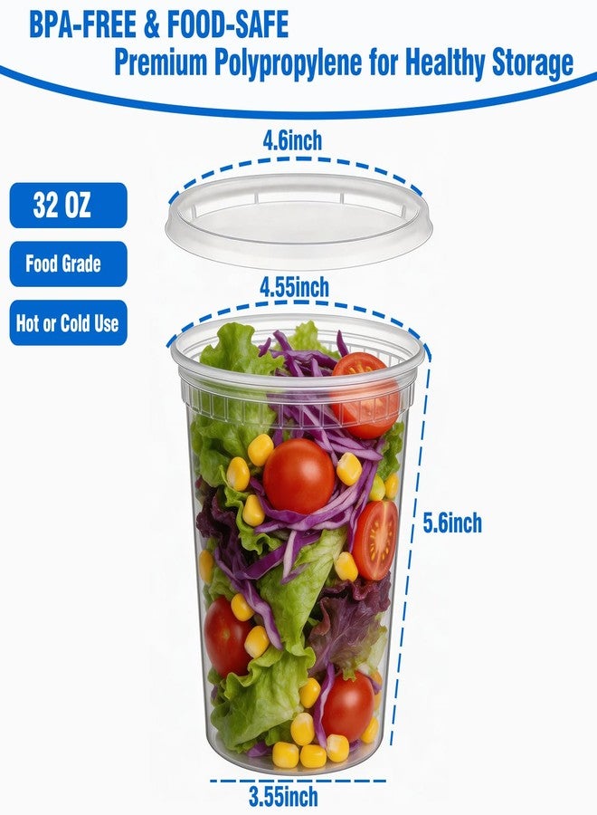 Uroventrix 10 Sets 32 oz Plastic Deli Containers with Lids - Airtight, Leakproof Food Storage Containers, BPA Free, Freezer/Dishwasher/Microwave Safe, for Soup, Meal Prep, Takeout & Restaurant Use - Image 3