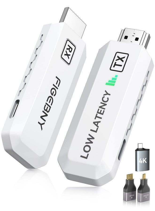 FIGEBNY Wireless HDMI Transmitter and Receiver 4K Decode 1080P Output Ultra Low Latency, Plug&Play 2.4G/5G Portable Extender,165FT HD Display Adapter for TV Box/PC/Laptop/Projector/DV/Camera White - Image 1