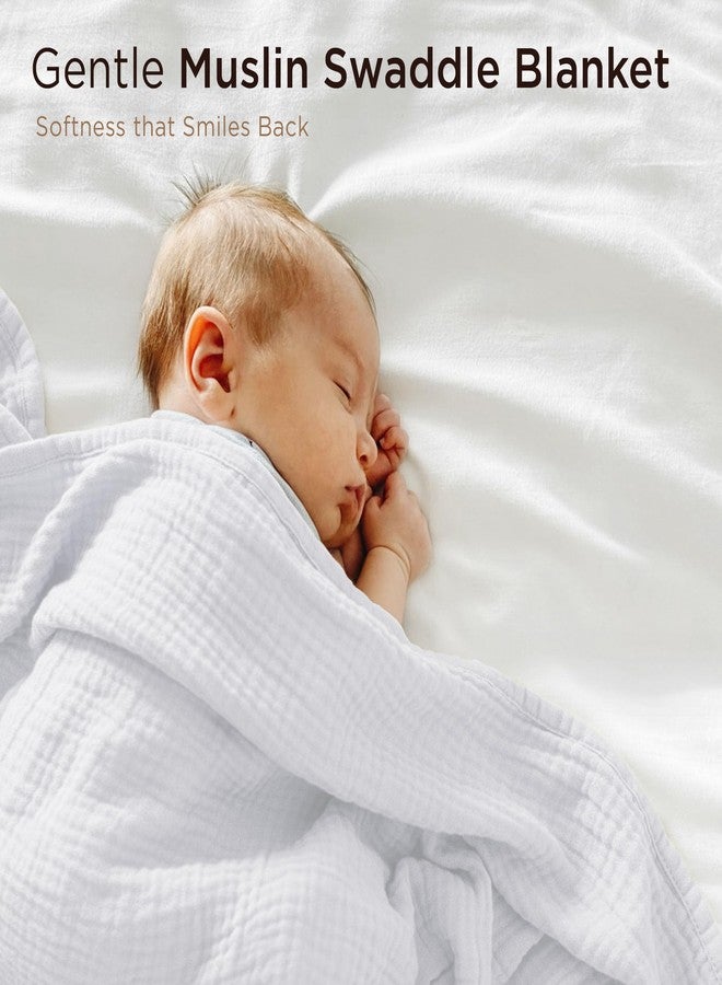 Threadmill Muslin Swaddles for Newborns| 4 Layer Swaddle Baby Blankets | Multi Use Muslin Blankets 41 x 37| Ultra-Soft Breathable Baby Wrap for Boys & Girls| Registry Essential| White - Image 2