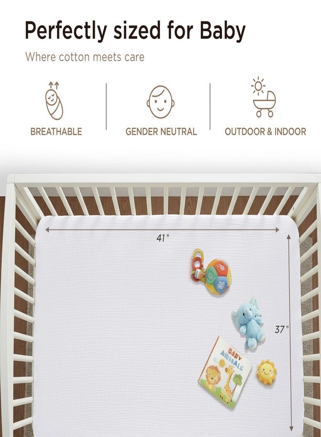 Threadmill Muslin Swaddles for Newborns| 4 Layer Swaddle Baby Blankets | Multi Use Muslin Blankets 41 x 37| Ultra-Soft Breathable Baby Wrap for Boys & Girls| Registry Essential| White - Image 4