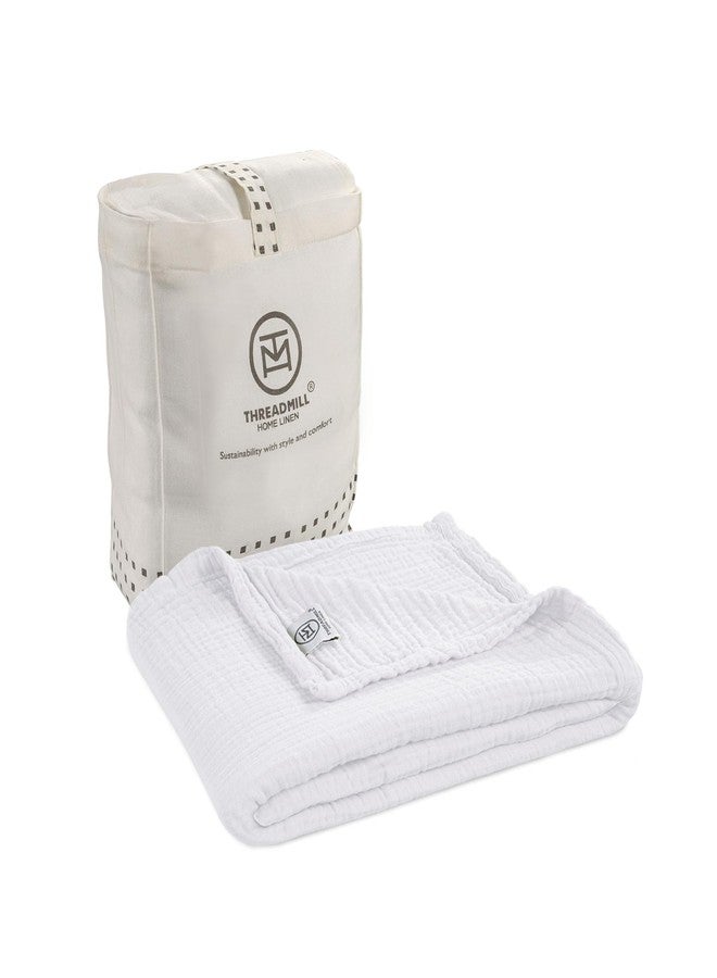 Threadmill Muslin Swaddles for Newborns| 4 Layer Swaddle Baby Blankets | Multi Use Muslin Blankets 41 x 37| Ultra-Soft Breathable Baby Wrap for Boys & Girls| Registry Essential| White - Image 1