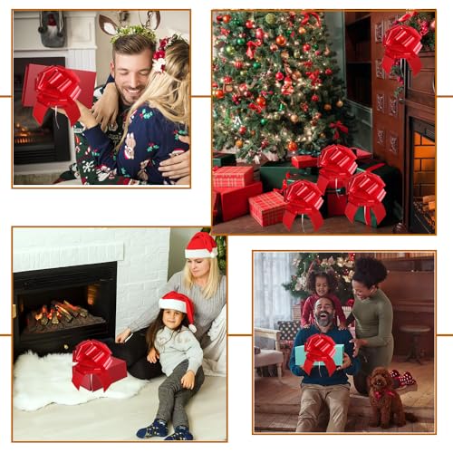 LHMTFCYY 16 Pcs Ped Pull Bows for Gift Wrapping,6 Inch Gift Bows for Presents,Birthday,Anniversary,Party,Christmas,Wreath,Holiday Celebration Gift Decoration (16Pcs Red) - Image 4