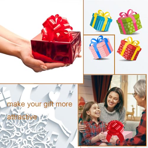 LHMTFCYY 16 Pcs Ped Pull Bows for Gift Wrapping,6 Inch Gift Bows for Presents,Birthday,Anniversary,Party,Christmas,Wreath,Holiday Celebration Gift Decoration (16Pcs Red) - Image 3