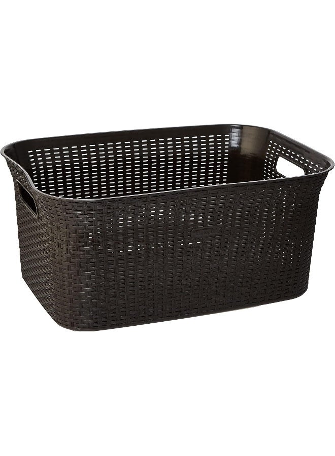 Cosmoplast 50L Cedarattan Laundry Basket, Dark Brown - Image 1