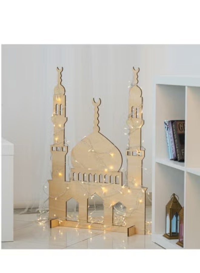 هلالفل حامل عرض خشبي أنيق للمسجد من هلالفول، مثالي لتزيين المنزل الإسلامي في عيد الفطر ورمضان وحفلات الزفاف | قطعة ديكور إسلامية من خشب الزيزفون للديكور الداخلي | حامل أرضي للمسجد | صغير - Image 3