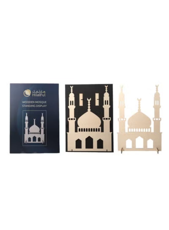 هلالفل حامل عرض خشبي أنيق للمسجد من هلالفول، مثالي لتزيين المنزل الإسلامي في عيد الفطر ورمضان وحفلات الزفاف | قطعة ديكور إسلامية من خشب الزيزفون للديكور الداخلي | حامل أرضي للمسجد | صغير - Image 5