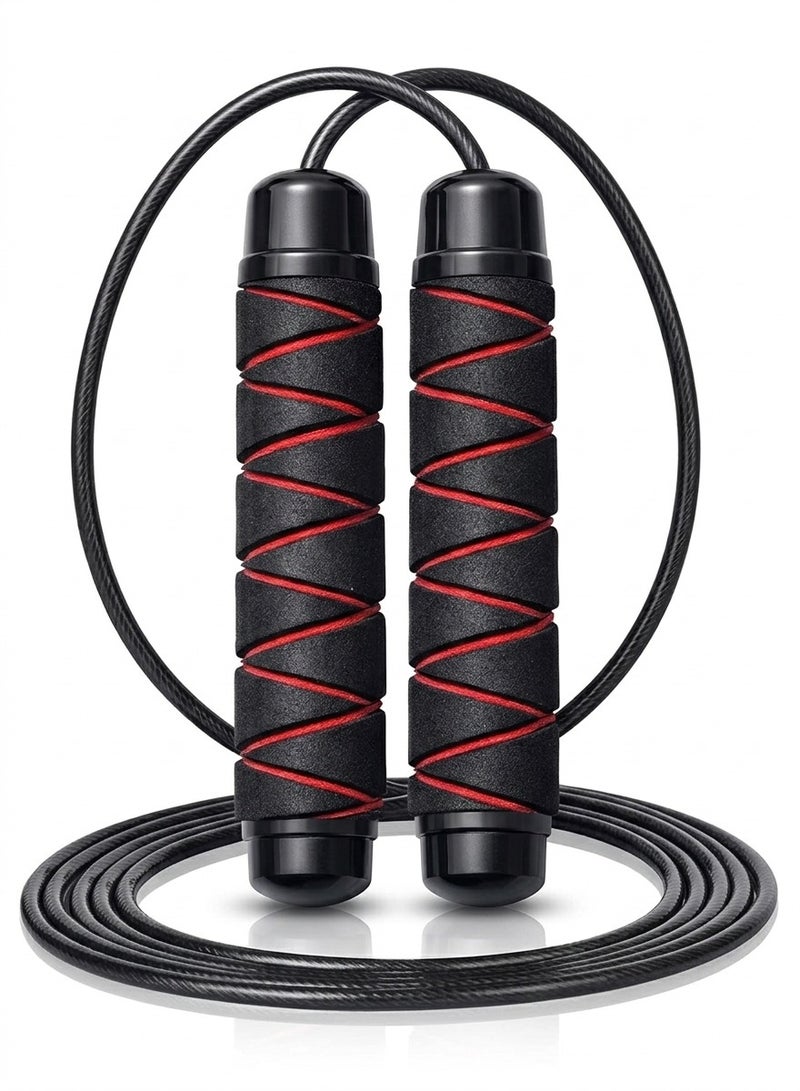 ترينفي حبل قفز قابل لتعديل السرعة وذو وزن ثقيل، مزود بسلك فولاذي داخلي، وحبل قفز رياضي من مادة PVC مزود بمقابض دوارة 360 درجة للتنفس، مناسب لتمارين القلب واللياقة البدنية والتدريب الرياضي. - Image 1