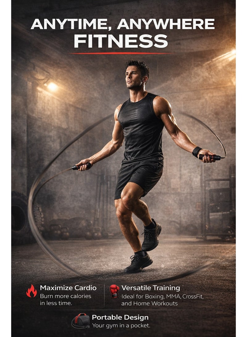 ترينفي حبل قفز قابل لتعديل السرعة وذو وزن ثقيل، مزود بسلك فولاذي داخلي، وحبل قفز رياضي من مادة PVC مزود بمقابض دوارة 360 درجة للتنفس، مناسب لتمارين القلب واللياقة البدنية والتدريب الرياضي. - Image 5