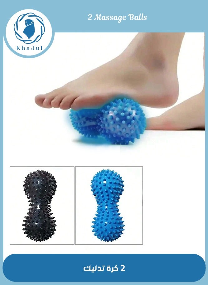 Loquat 2-Piece Deep Tissue Peanut Massage Balls for Rear Foot Plantar Fasciitis Full Body Muscle Therapy, Relieve Strength Exercise Body (Dark Blue + Black) - Image 1