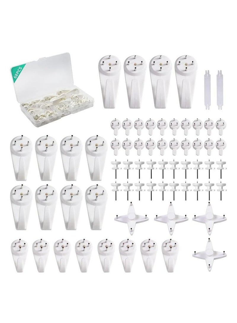 Oasisgalore 68-Piece No Damage Picture Hanging Kit - Invisible Wall Nails for Concrete, Hardwall, Cement Walls - Image 1