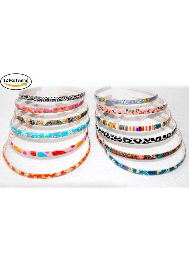 FOK Multi Color 3D Design Plastic Head Bands (8 Mm) (8 Mm - Printed, 6)  - Image 1